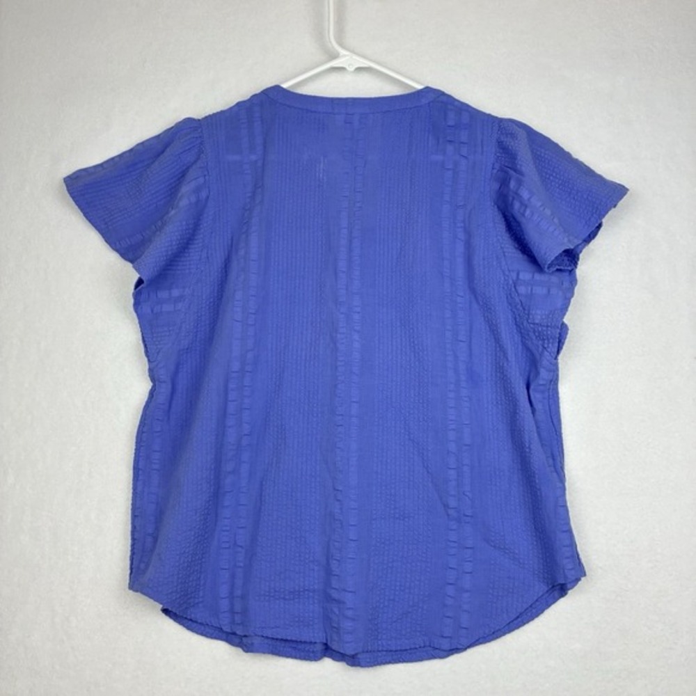 J. Jill Women's Peasant Gauze Flutter Sleeve Textured Top Blue Small Petite‎ NWT - Picture 8 of 11